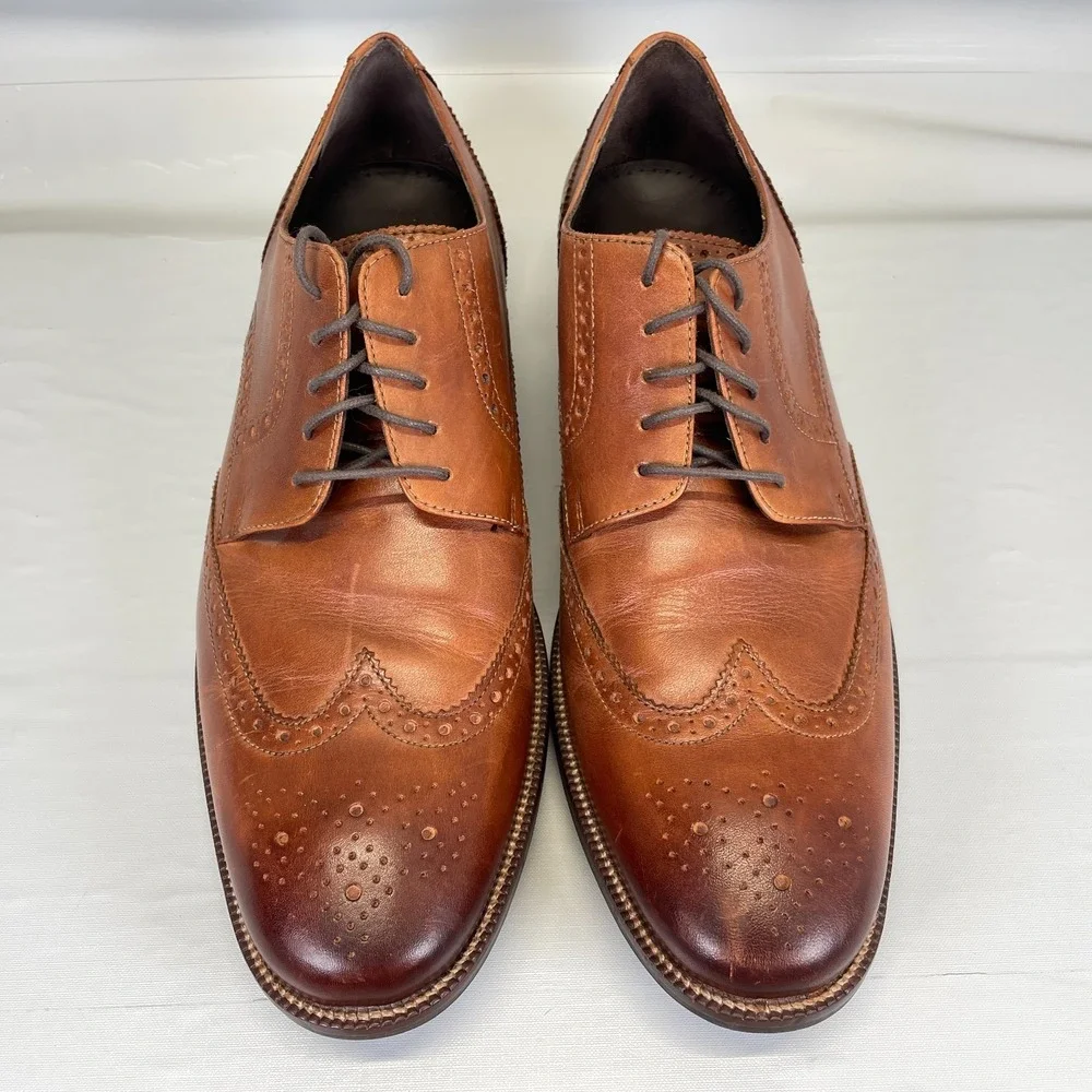 Cole Haan Benton Wingtip Dress Shoes Mens Size 11.5 M Brown Leather Oxfords